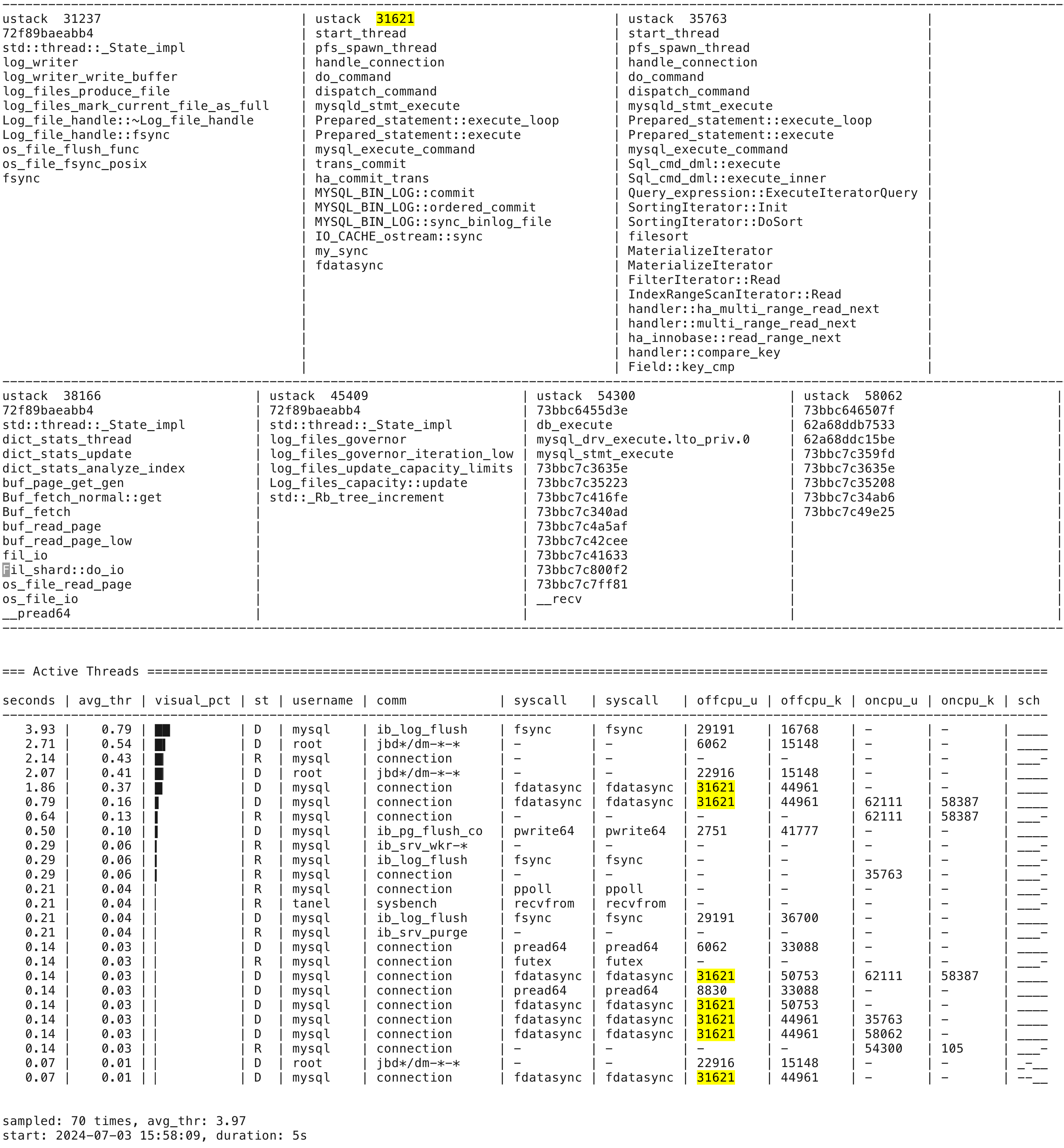 xcapture-bpf output with stacktiles